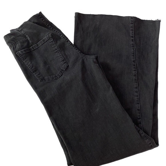 Free People Penny Pull-On Flare Jeans Washed Black We The Free Stretchy Boho - Picture 15 of 16
